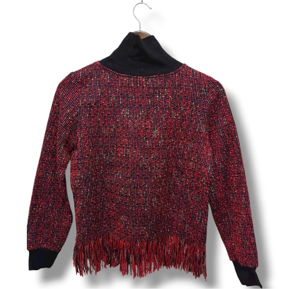 368 The Collective | NWOT Vintage Women’s Red Fringe Hem Sweater (Size M) - Picture 3 of 14